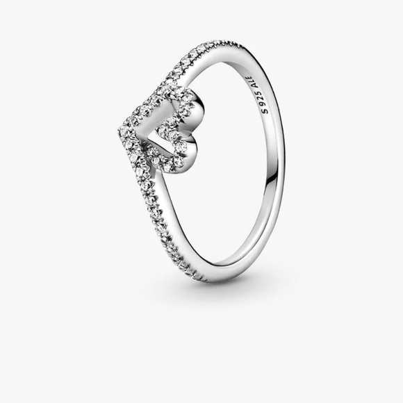 Pandora Jewelry - Pandora Silver Heart Ring with Sparkling Stones